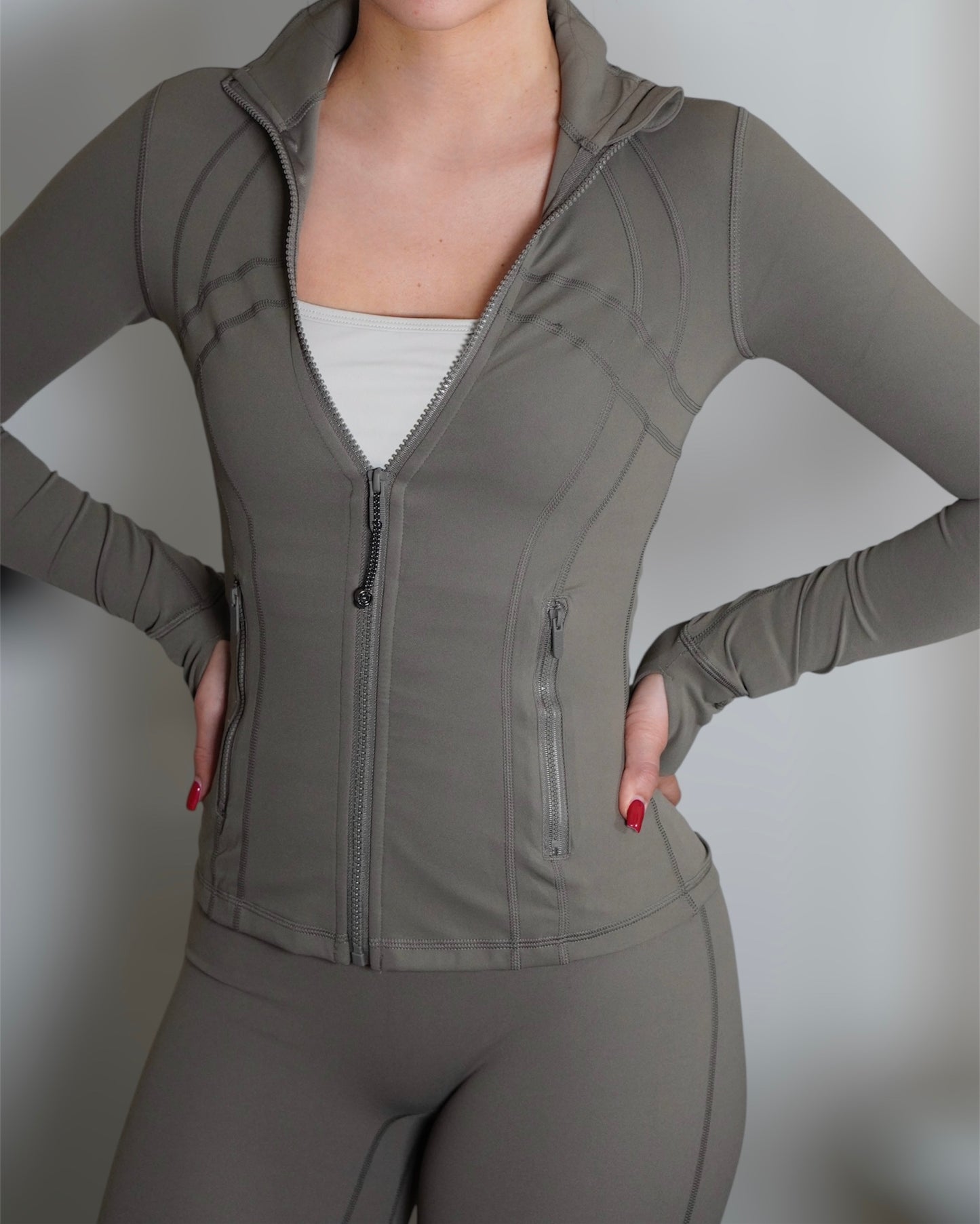 Premium 'Waist Sinching' Zip Jacket - Ash