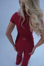 Seamless Flared Leggings in Ruby Red