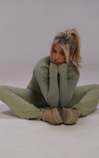 Seamless Scrunch Flare Yoga Pants - Light Olive