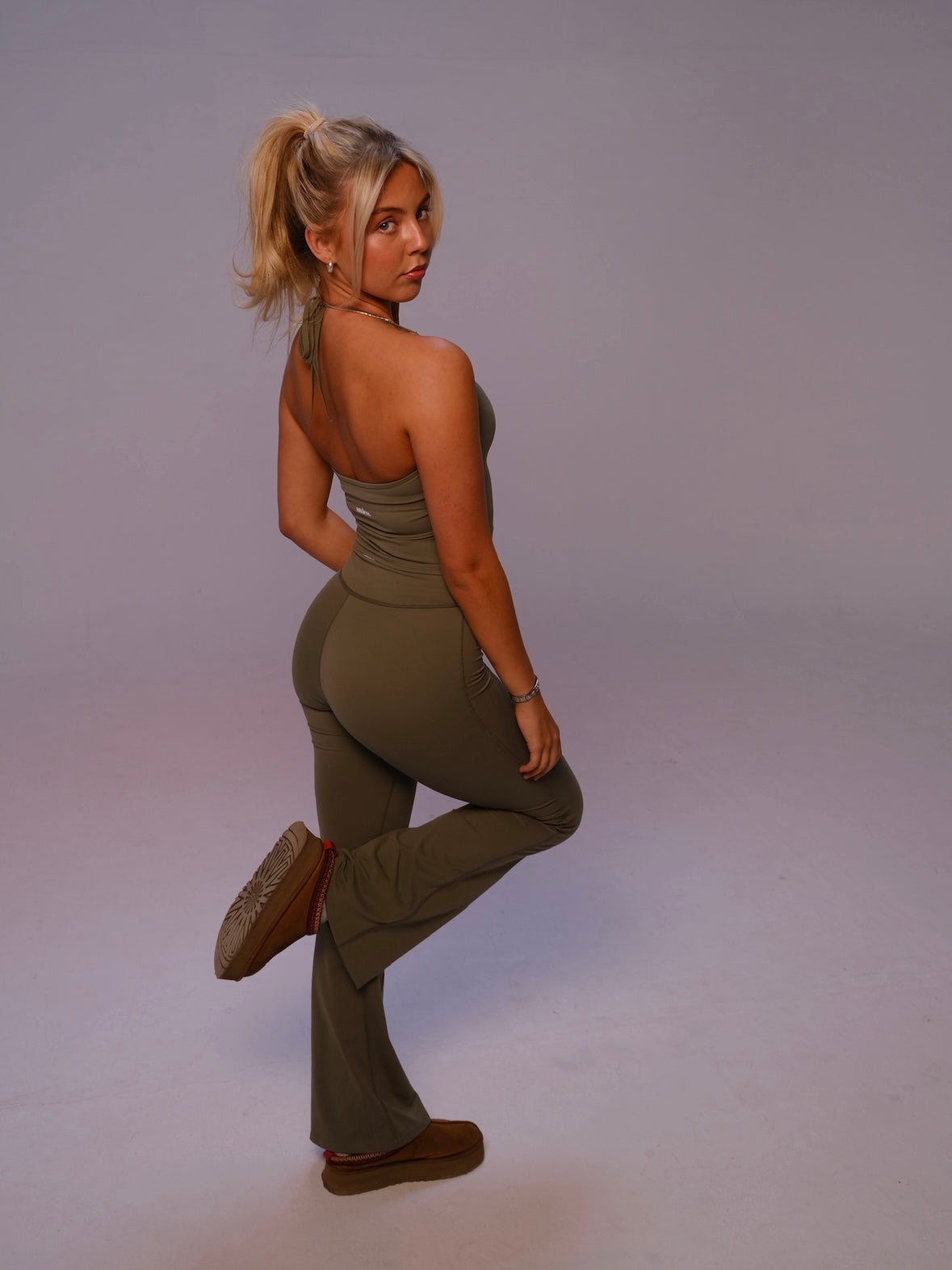 Backless Halter Vest - Khaki