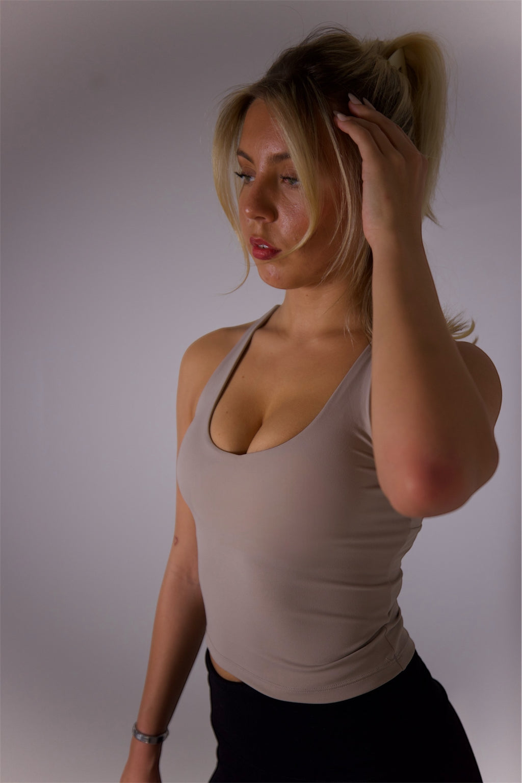 Cross Back Strap Vest - Beige