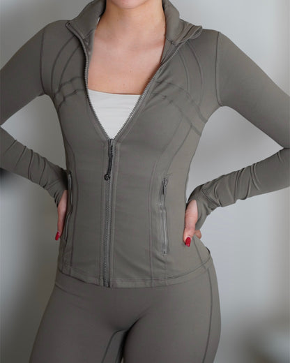 Premium 'Waist Sinching' Zip Jacket - Ash