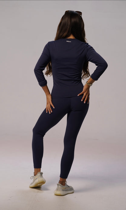 Seamless Yoga Leggings - Navy Blue