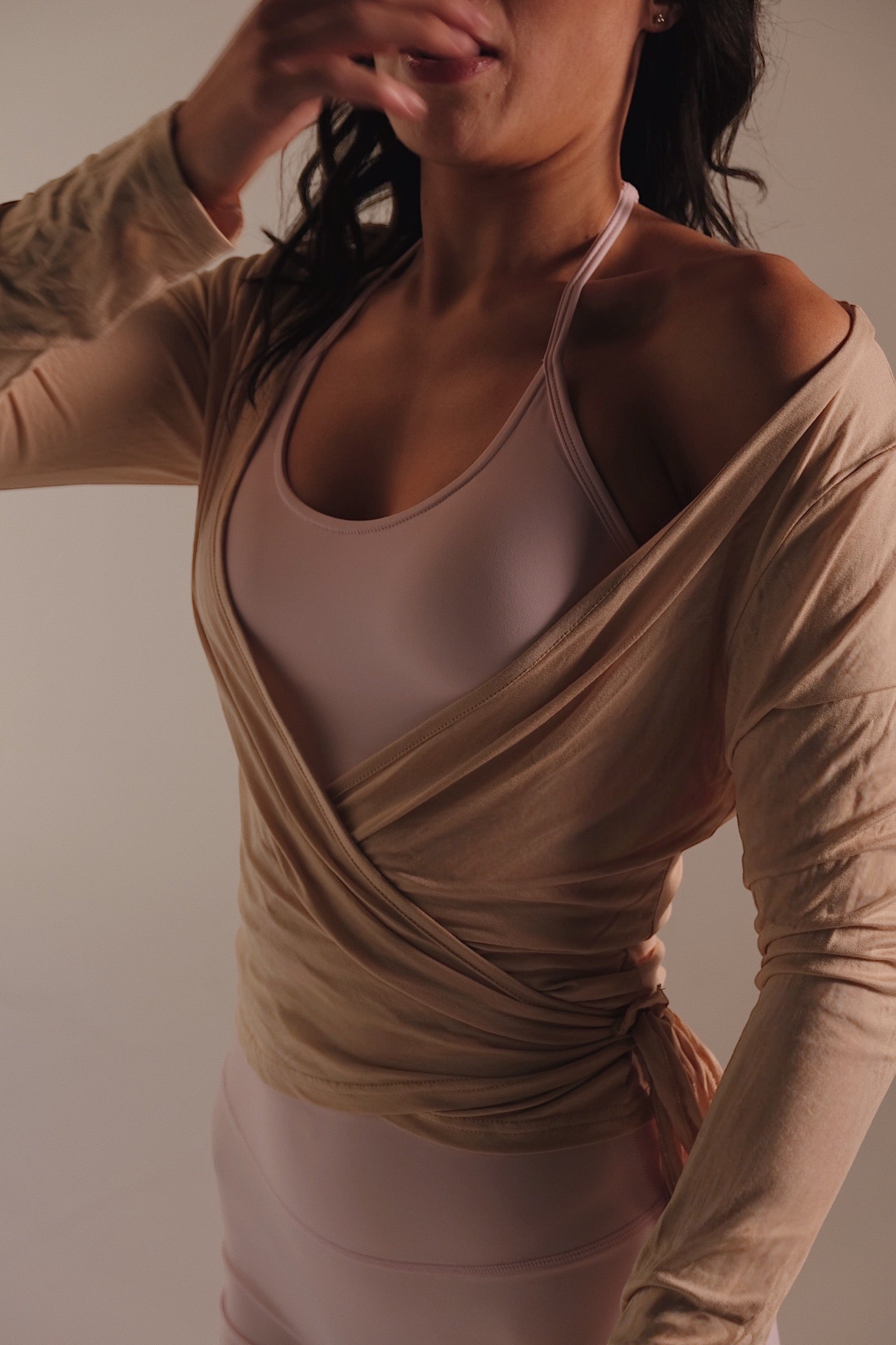 Seamless Adjustable Halter Vest in Baby Pink