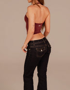 Halter Neck Adjustable Vest - Burgundy