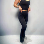 Seamless Scrunch Flare Yoga Pants - Black