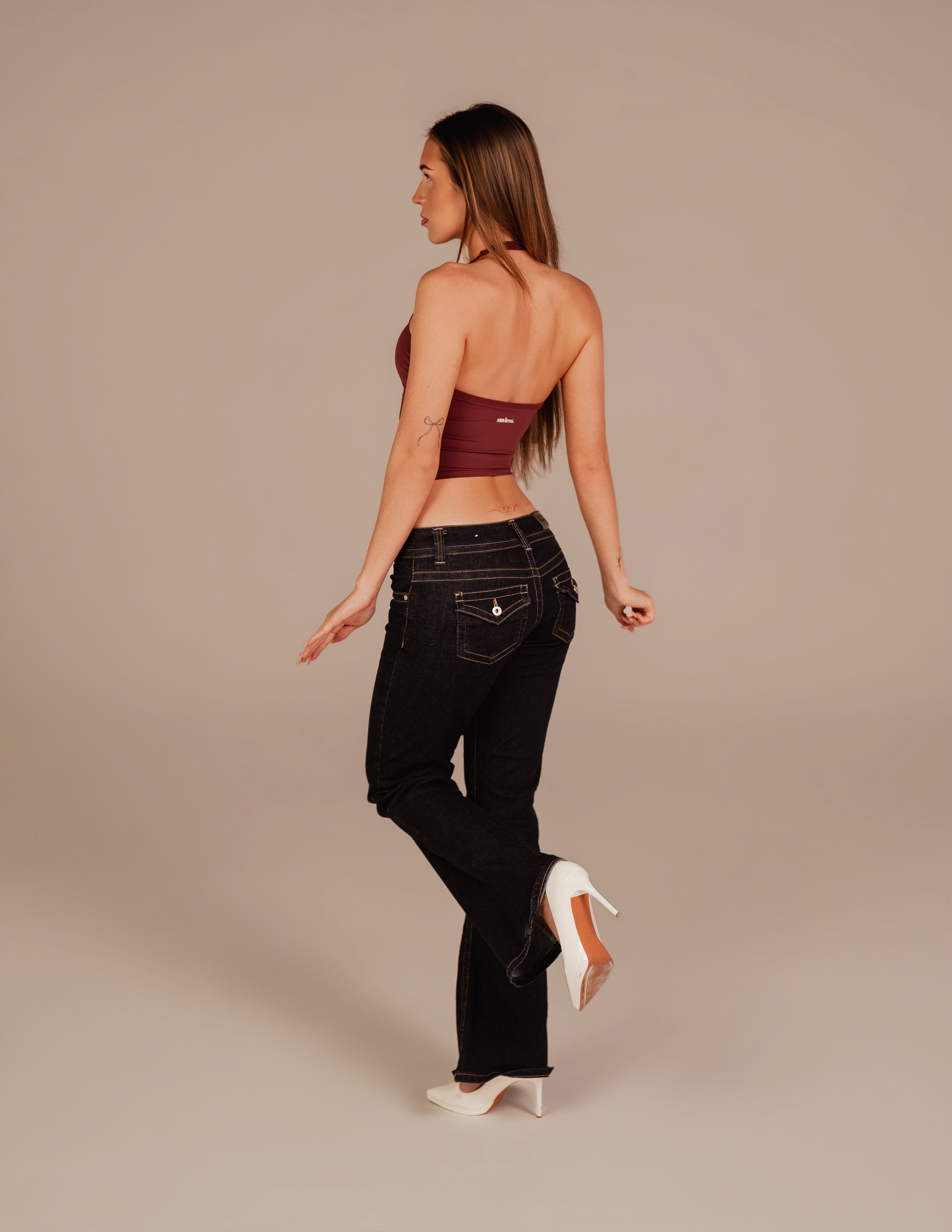Halter Neck Adjustable Vest - Burgundy