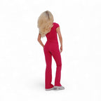 Seamless Flared Leggings in Ruby Red
