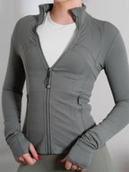 Premium 'Waist Sinching' Zip Jacket - Khaki / Ash