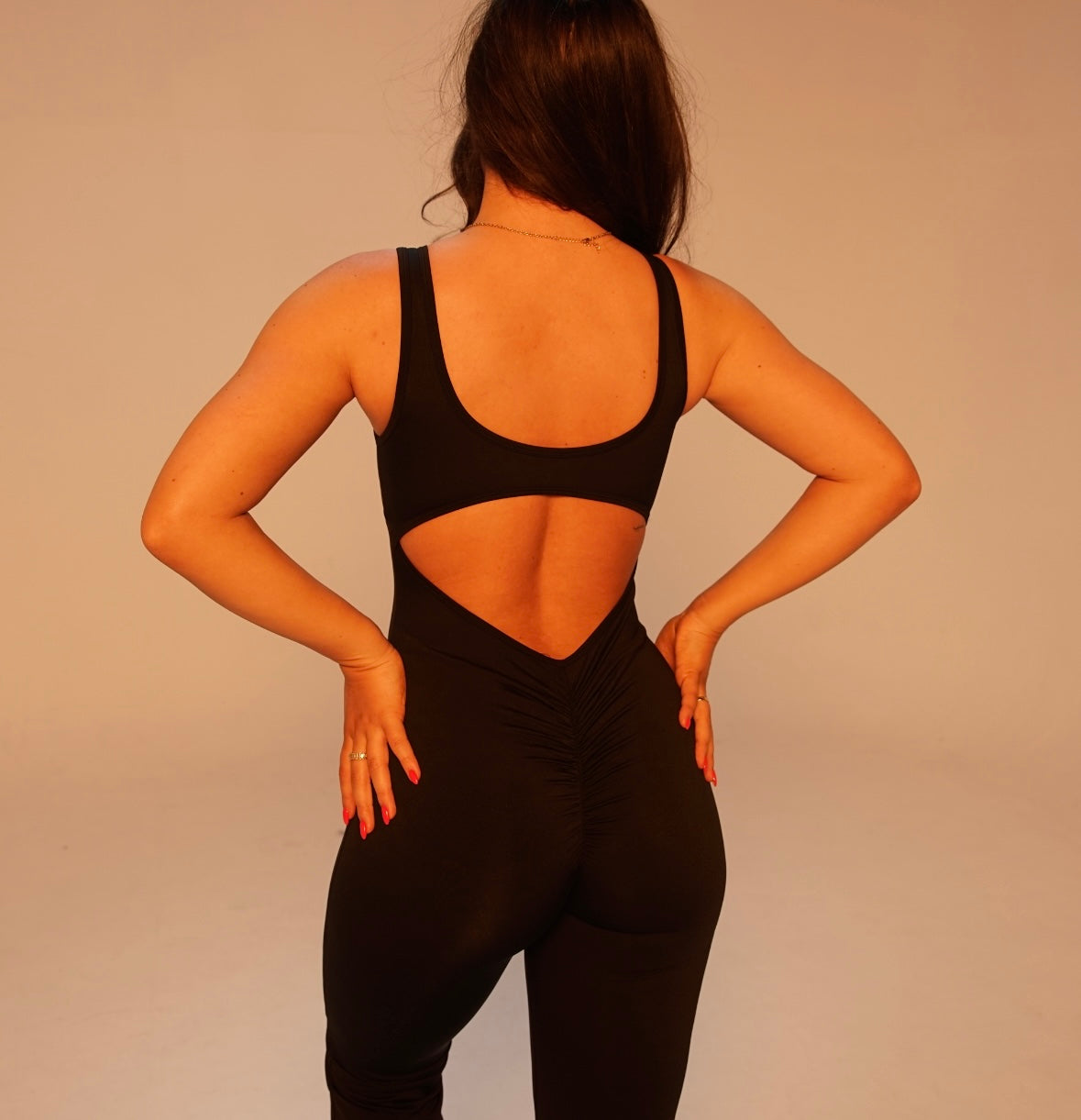 Seamless Scrunch Jumpsuit - Black