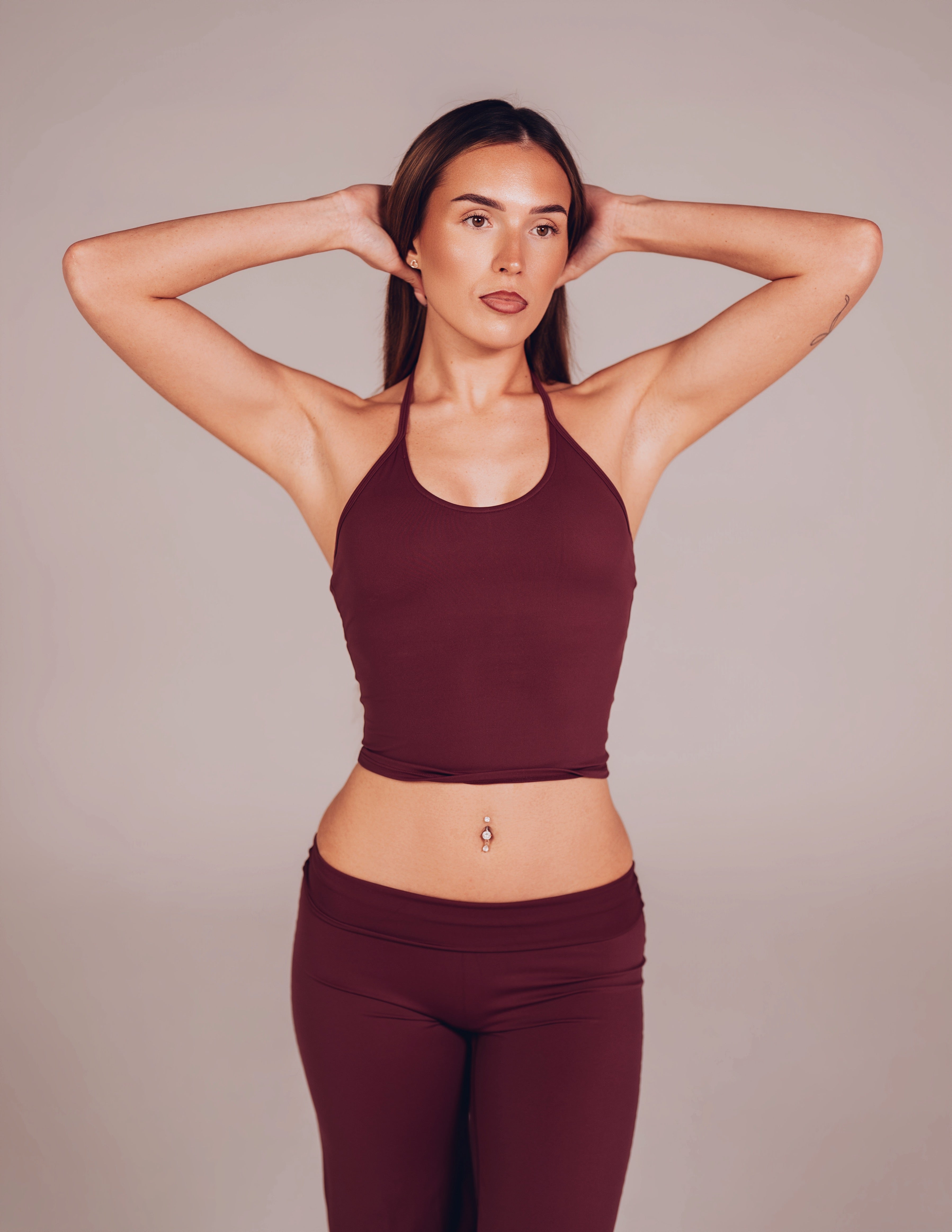 Halter Neck Adjustable Vest - Burgundy
