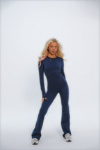 Seamless Flared Leggings - Navy Blue