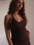 Seamless Adjustable Halter Vest in Brown