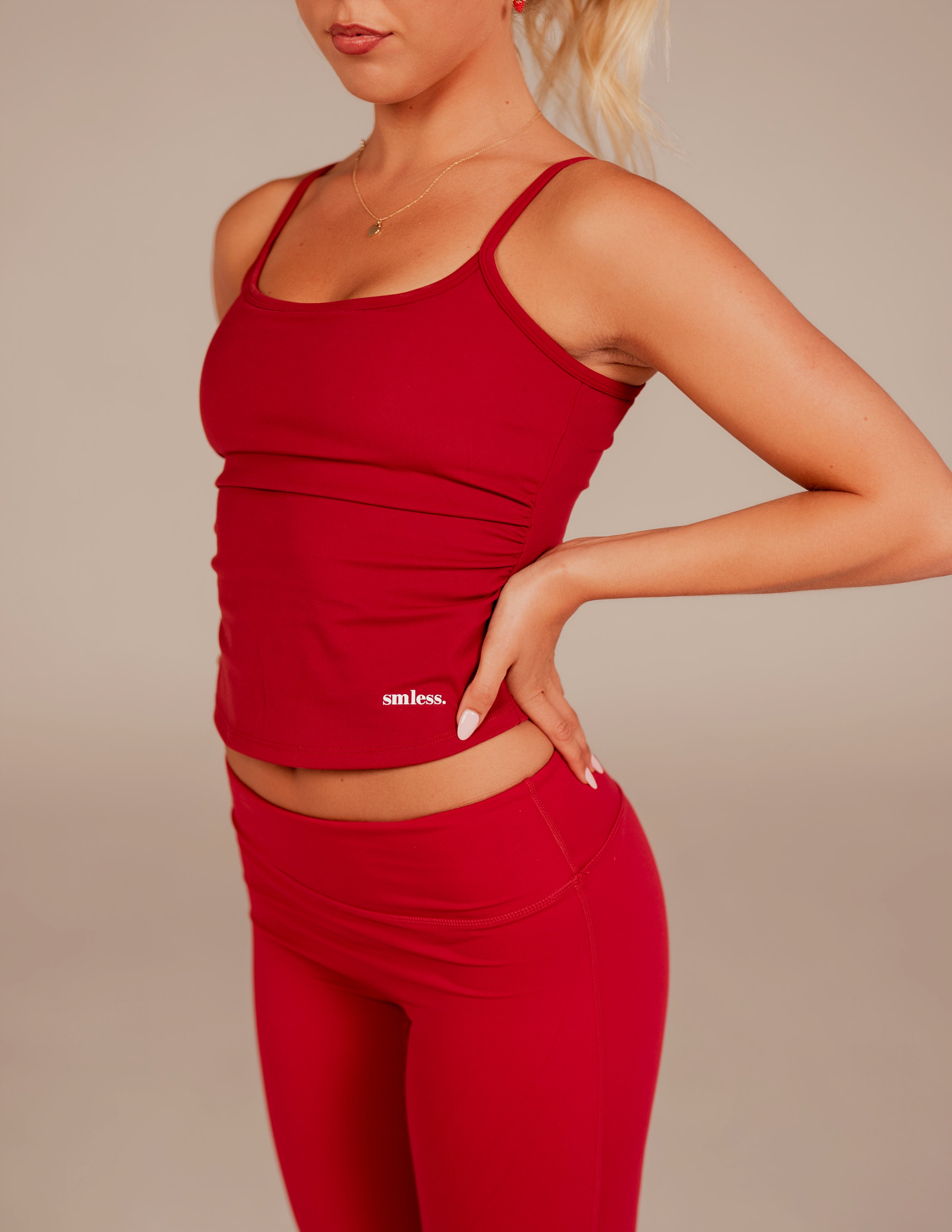Seamless Adjustable Strap Vest - Ruby Red