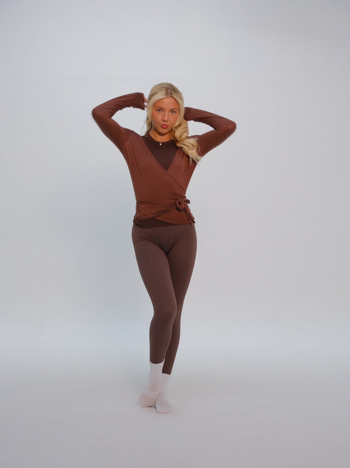 Soft Ballet Wrap Top - Mocha