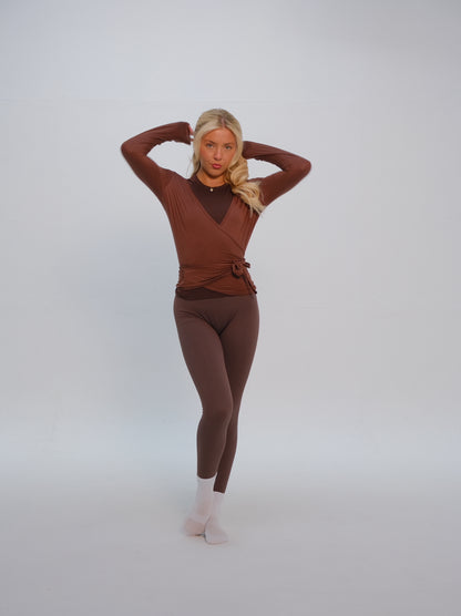 Soft Ballet Wrap Top - Mocha