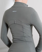 Premium 'Waist Sinching' Zip Jacket - Khaki / Ash