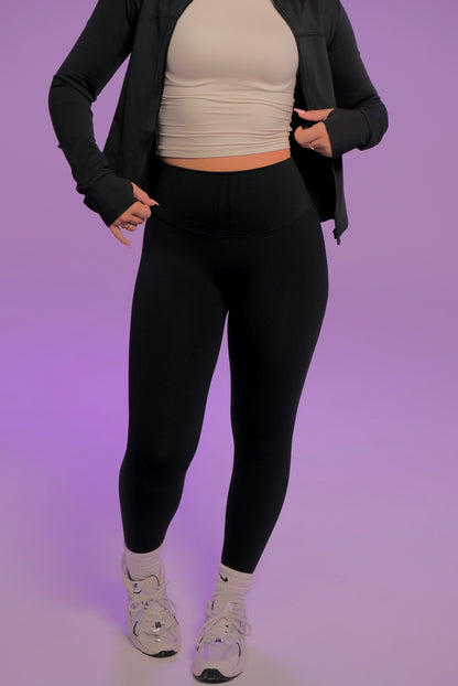 Seamless High Waisted Yoga Leggings - Black