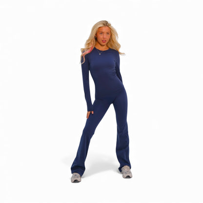 Seamless Flared Leggings - Navy Blue