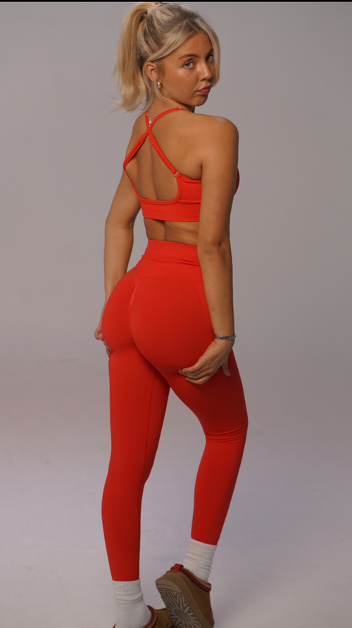 Backless Strap Sports Bra - Red